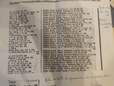 Liste officielle N° 36 de prisonniers Français du 30 octobre 1940 à Vannés - Collection personnelle