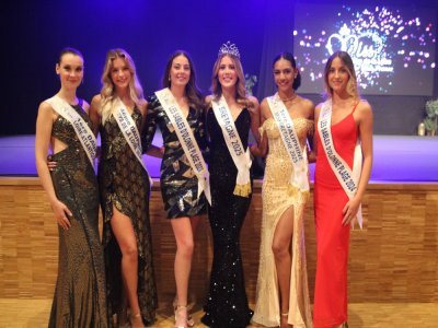 Miss Bretagne, Ninon Crolas, élue vendredi 26 septembre, à Ploemeur, est venue soutenir les candidates du jour en compagnie d'autres miss. - Elodie Chalandre